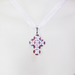 Pendant 45cm - Tullia-Violet Organza - Pendant 45cm - Laiton argenté